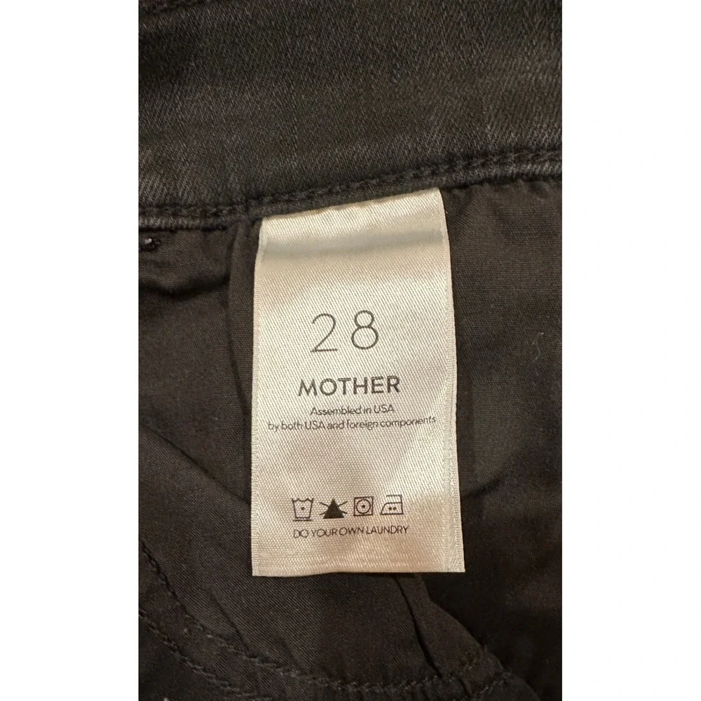 Mother Hustler Ankle Fray Jeans Not Guilty Black High Rise Flare Size 28